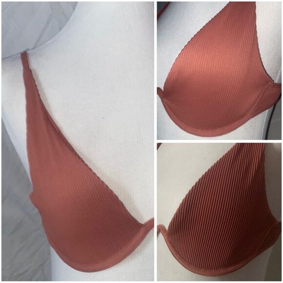 Garage, Dark Mauve/Blush, Plunging, V Neck, Wired Bikini Top - Picture 5 of 12